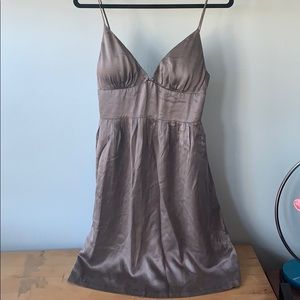 Silver satin cocktail dress